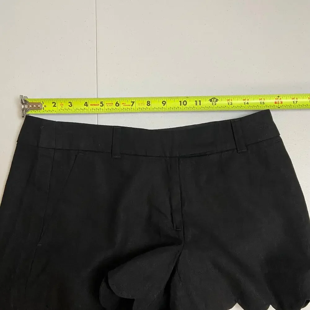 J.Crew Women's Black Linen Cotton Scallop Hem Shorts Size 4 NWT